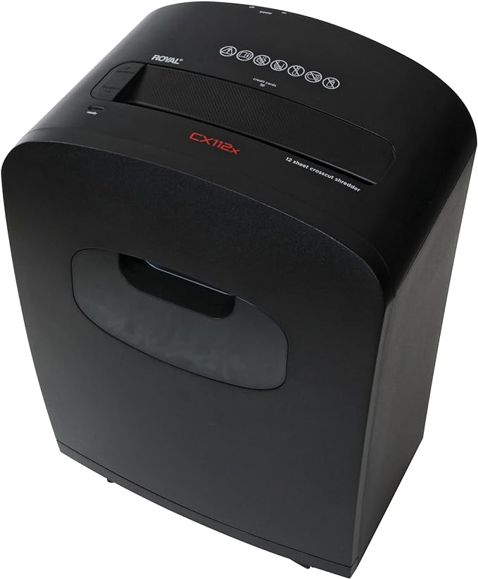 Royal 112MX 12-Sheet Cross-Cut Shredder Shreds CDs with Console, Black