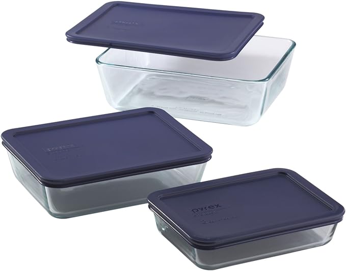 Pyrex Simply Store 6-Piece Rectangular Glass Food Storage Set