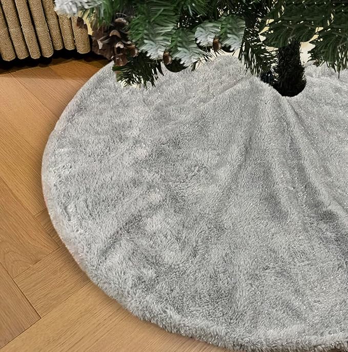 AOGU Faux Fur Christmas Tree Skirt