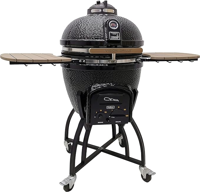 VISION Grills Ceramic Kamado (Large, Black Bundle)