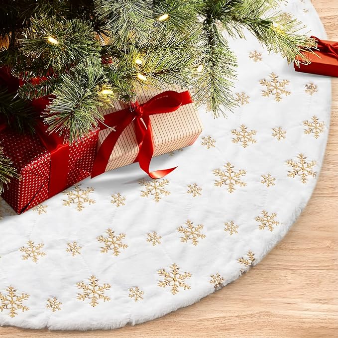 COOLWUFAN Christmas Tree Skirt for Holiday Party Decoration